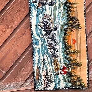 Rare Beautiful Vintage  Alaska Winter Iditarod Dog Sled Tapestry/Wall Hanging